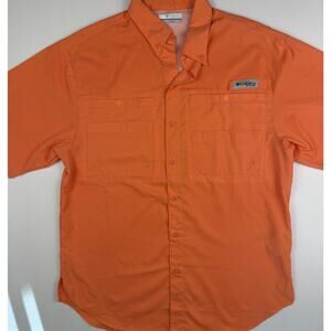 Columbia PFG Fishing Shirt XS Orange Omni Shade Vented Short Sleeve